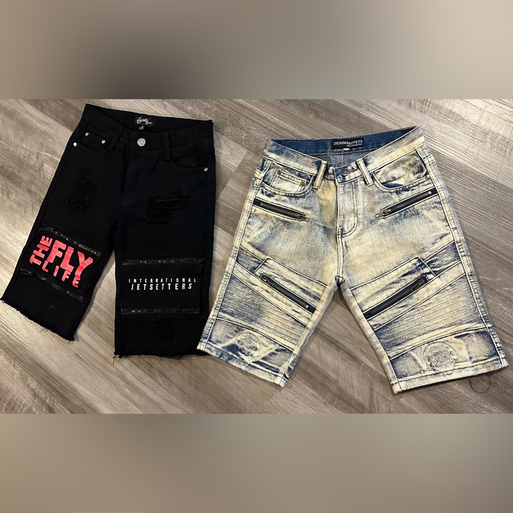 Denim & Rivets,Fly Society Jeans Shorts Distressed Boy Youth Size 12 Lot Of 2